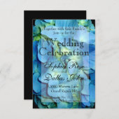 Invitation Elégant bleu floral turquoise Hydrangea mariage (Devant / Derrière)