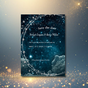 Invitation élégant bleu galaxy ciel mariage sécurité la date