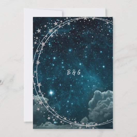 Invitation élégant bleu galaxy ciel mariage sécurité la date (Dos)
