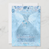Invitation Elégant bleu glace parties scintillant robe floral (Devant)