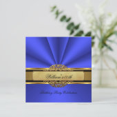 Invitation Elégant bleu Gold Anniversaire Hommes Mans (Debout devant)