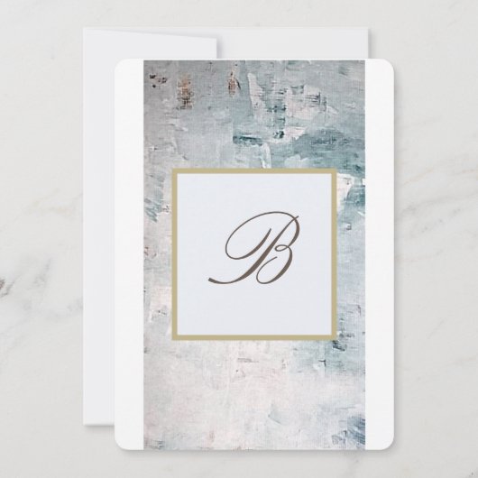 Invitation Elégant bleu gris bleu gris or moderne mariage (Dos)