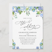 Invitation Elégant bleu Hydrangea Aquarelle Mariage de verdur (Devant)
