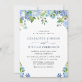 Invitation Elégant bleu Hydrangea Aquarelle Mariage de verdur (Devant)