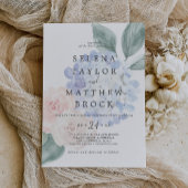 Invitation Elégant bleu Hydrangea Blanc Faded Floral Mariage