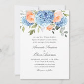 Invitation Elégant bleu Hydrangea Blush rose Roses Mariage (Devant)
