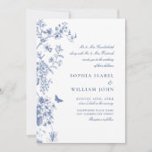 Invitation Elégant Bleu Jardin Français Mariage (Devant)