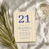 Invitation Elégant bleu jaune moderne 21e anniversaire