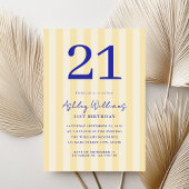Invitation Elégant bleu jaune moderne 21e anniversaire
