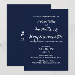Invitation Elégant bleu marine Bleu Joyeux Jamais après Maria