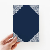 Invitation Elégant bleu marine Floral Cross Boy Baptism garço