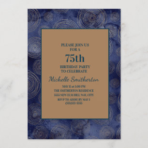 Invitation Elégant bleu marine or 75e anniversaire