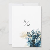 Invitation Elégant bleu marine or aquarelle mariage (Dos)