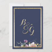 Invitation Elégant bleu marine or rose menthe Mariage (Dos)