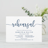 Invitation Elégant bleu marine, répétition Mariage et dîner (Debout devant)