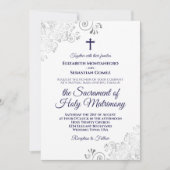 Invitation Elégant bleu marine sur blanc Mariage catholique m (Devant)