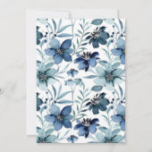 Invitation Elégant bleu marine Turquoise Fête des mariées flo (Dos)