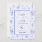 Invitation Elégant bleu neutre Ombre floral Mariage (Devant)