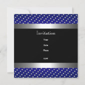 Invitation Elégant Bleu Noir Argent Studs 40e Anniversaire Mo (Dos)