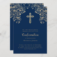 Élégant Bleu Or Bible Verse Confirmation