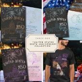 Invitation Élégant Bleu & Or US 250 Capitole