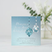 Invitation Élégant Bleu Ornements Damas Noël fête (Debout devant)