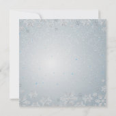 Invitation Élégant Bleu Ornements Silver Snowflakes Noël (Dos)