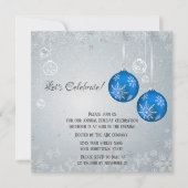 Invitation Élégant Bleu Ornements Silver Snowflakes Noël (Devant)