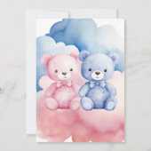 Invitation Élégant Bleu ou Rose Ours Révélation de genre (Dos)