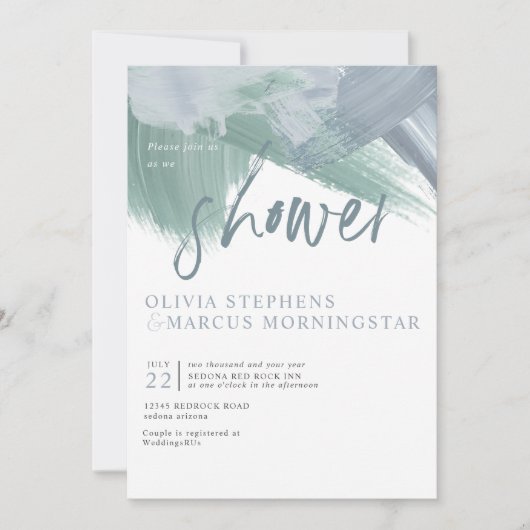 Invitation Elégant bleu pâle bleu bleu Abstrait (Devant)