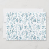 Invitation Elégant bleu pastel papillon vintage floral (Dos)