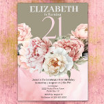 Invitation Elégant Bleu Peony rose 21e anniversaire<br><div class="desc">Elégante Fleur de pivoine rose Bleu 21e Invitation Anniversaire Pour Femmes. Il Est Facile De Changer L'Exemple De Texte En Vous Propre En Cliquant Sur Personnaliser. Cliquez Sur Personnaliser/Modifier Avec L'Outil De Création Pour Modifier Le Type De Police, La Couleur De Police, La Taille De Police, Ou Pour Ajouter/Supprimer/Modifier Le...</div>