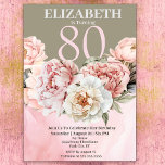 Invitation Elégant Bleu Peony rose 80e anniversaire<br><div class="desc">Elégante Fleur de pivoine rose Bleu 80e Invitation Anniversaire Pour Femmes. Il Est Facile De Changer L'Exemple De Texte En Vous Propre En Cliquant Sur Personnaliser. Cliquez Sur Personnaliser/Modifier Avec L'Outil De Création Pour Modifier Le Type De Police, La Couleur De Police, La Taille De Police, Ou Pour Ajouter/Supprimer/Modifier Le...</div>