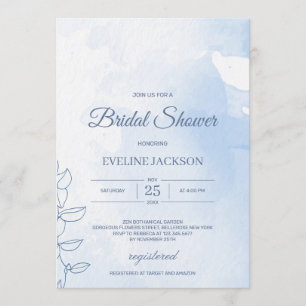 Invitation Elégant bleu poussiéreux aquarelle classique