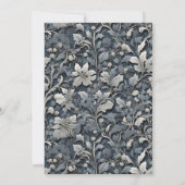 Invitation Elégant bleu poussiéreux argent blanc gris gris fl (Dos)