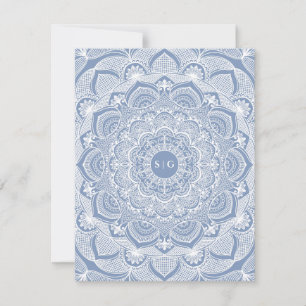 Invitation Elégant bleu poussiéreux en dentelle blanche class