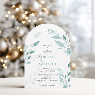 Invitation Élégant Bleu Poussiéreux Eucalyptus Teal Floral Ma