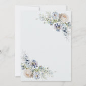 Invitation Élégant Bleu Poussiéreux Floral 25e Anniversaire d (Dos)