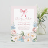 Invitation Elégant Bleu rose Fête des mariées boue florale Br (Debout devant)