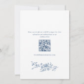 Invitation Elégant bleu Rose jardin mariage code QR (Dos)