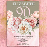Invitation Elégant Bleu rose Peony 90e anniversaire<br><div class="desc">Elégante Fleur de pivoine rose Bleu 90e Invitation Anniversaire Pour Femmes. Il Est Facile De Changer L'Exemple De Texte En Vous Propre En Cliquant Sur Personnaliser. Cliquez Sur Personnaliser/Modifier Avec L'Outil De Création Pour Modifier Le Type De Police, La Couleur De Police, La Taille De Police, Ou Pour Ajouter/Supprimer/Modifier Le...</div>