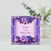 Invitation Elégant bleu rose violet Lilac Rose Anniversaire (Debout devant)