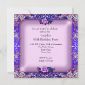 Invitation Elégant bleu rose violet Lilac Rose Anniversaire (Dos)