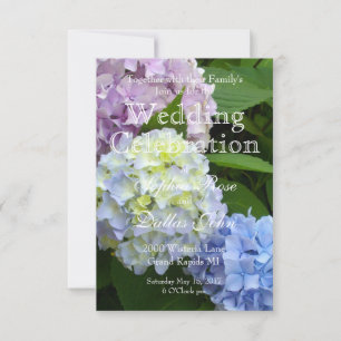 Invitation Élégant bleu rose violet mariage Hydrangea