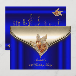 Invitation Élégant bleu royal bronze marron or fête