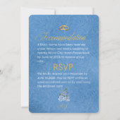 Invitation Élégant Bleu Royal Floral et Or (Dos)