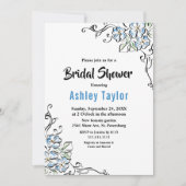 Invitation Elégant bleu rustique Rose Fête des mariées floral (Devant)