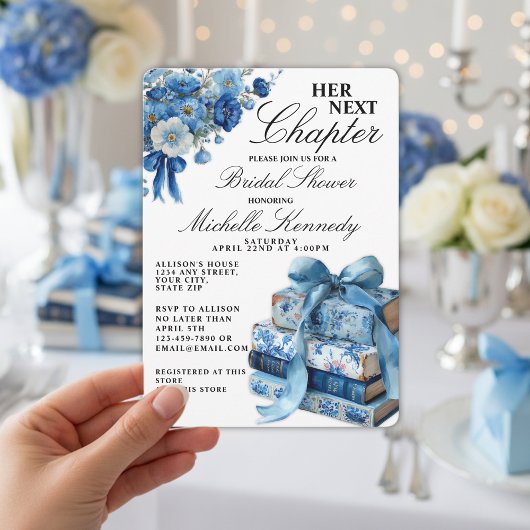 Invitation Elegant Bleu Sa Prochaine Fête des mariées Chapitr
