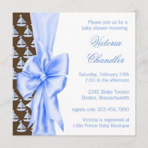 Invitation Elégant Bleu Sailboat Baby Boy Show