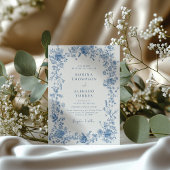 Invitation Elégant bleu Toile Français Chinoiserie Mariage